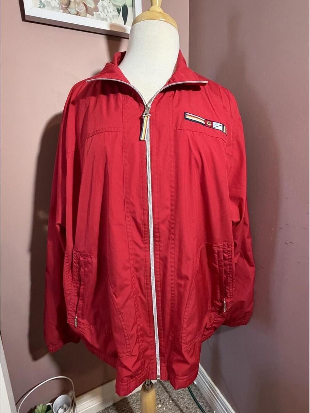Vintage Catalina Windbreaker Jacket Womens XL 16/18 Lined Embroidered Full Zip